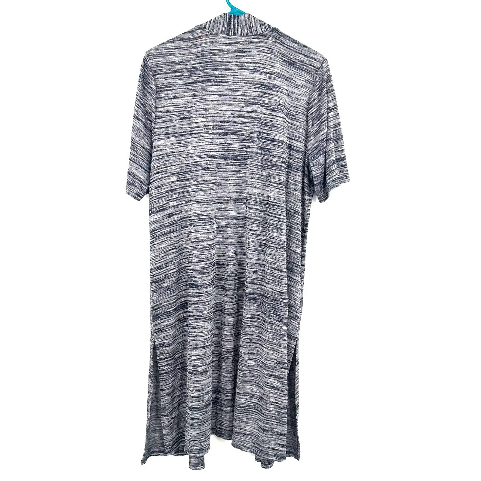 Lane‎ Bryant Size 14/16 Cardigan Gray Heathered Short Sleeved Duster Long Light - Image 2