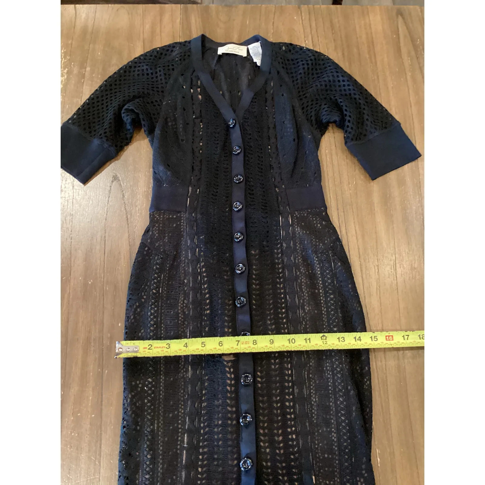 Anthropologie Beguile Byron Lars Mona Black Lace Button Front knit midi Dress 0 - Image 6