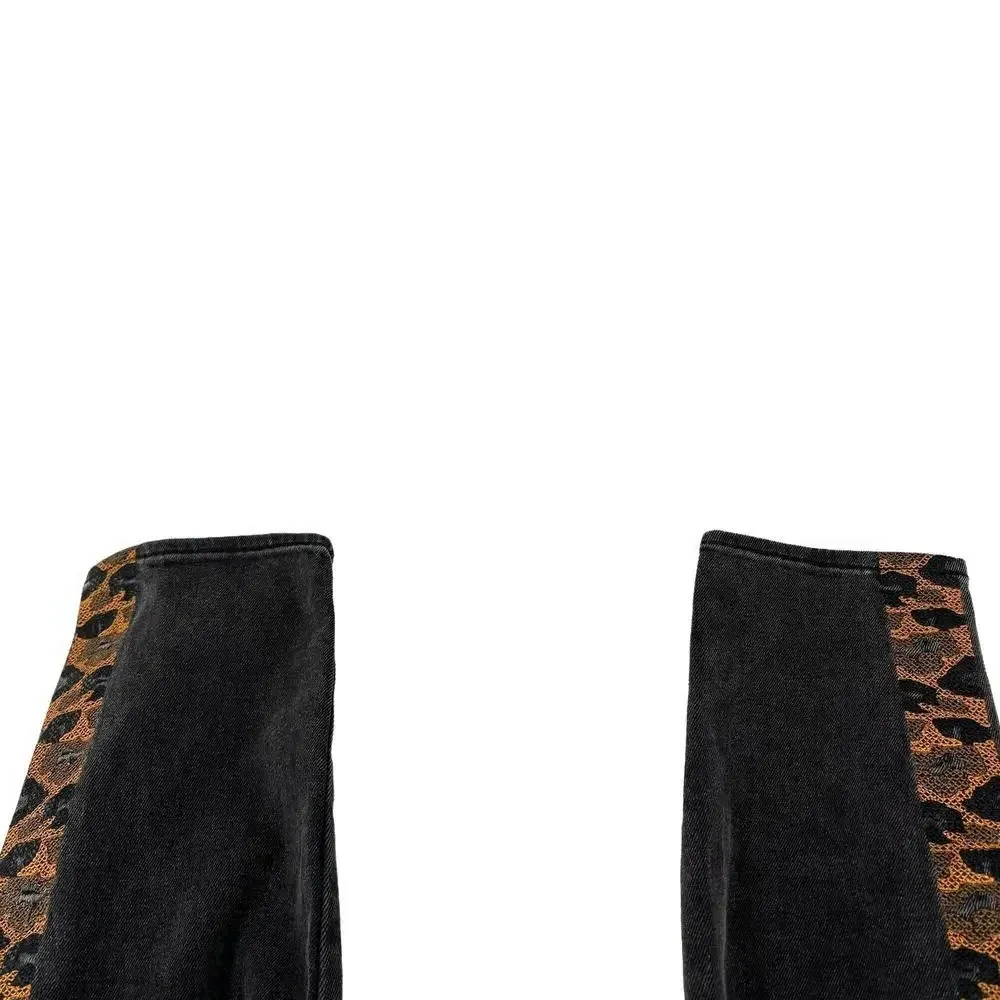 Driftwood Gizelle Skinny‎ Fit Ankle Jeans with Cheetah Stripe Black Size 28 - Image 8