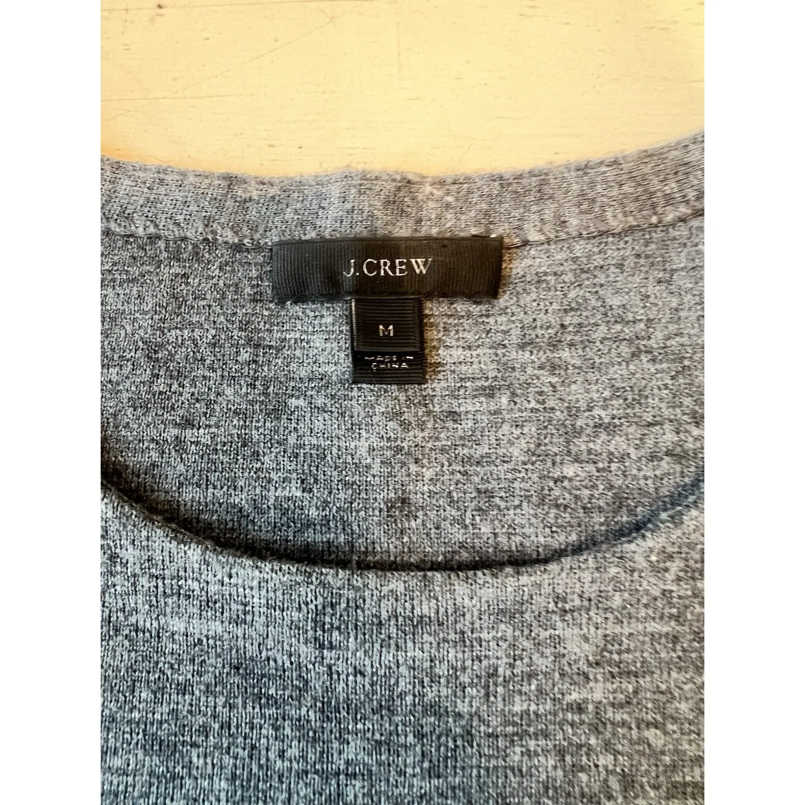 J.Crew Lace Crochet Applique Sweater Gray White Merino Wool Size M Woman's Size M - Image 2