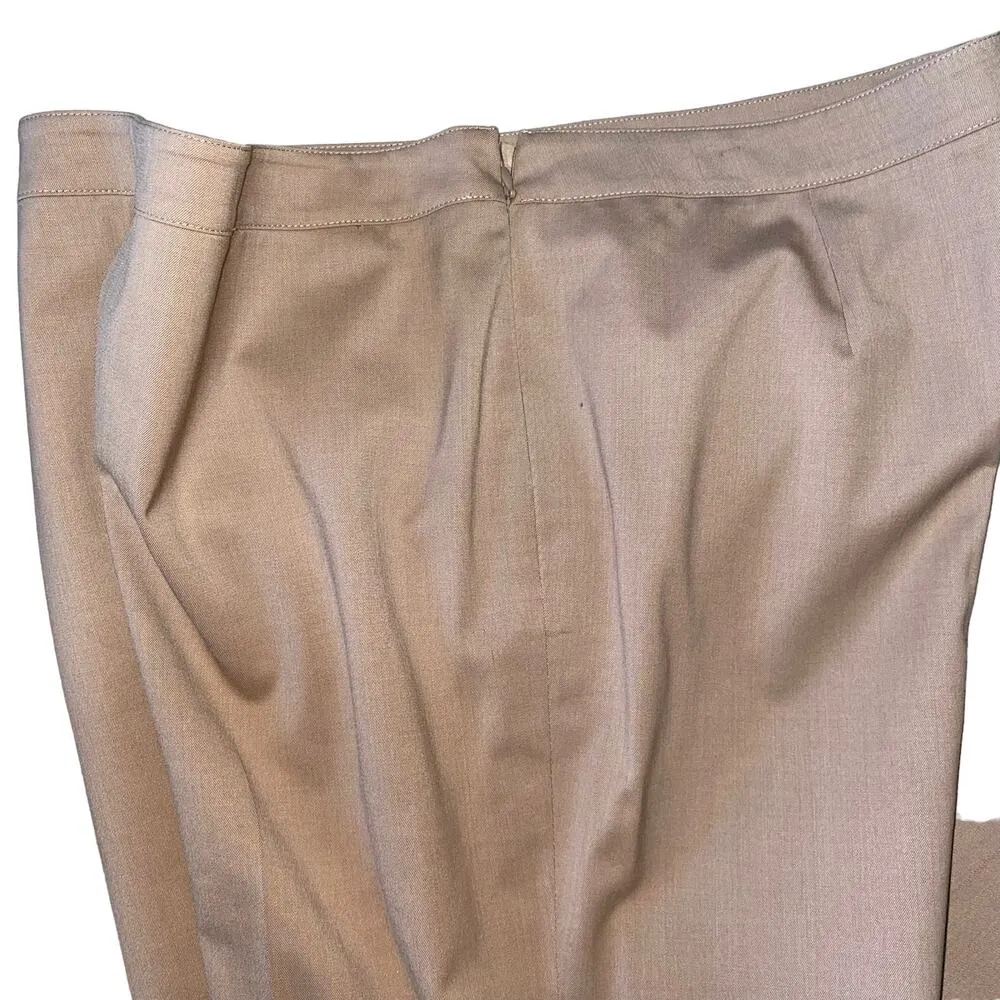 Lafayette 148 New York Wool Flat Front Dress Pants Slacks in Tan Size 14 - Image 3