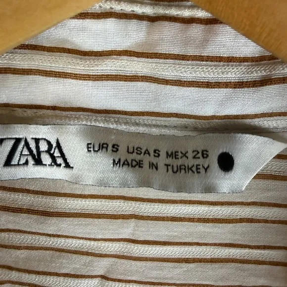 ZARA Women's Striped Button Down Shirt Long Sleeve Classic Fit Button Cuff Work - Image 2