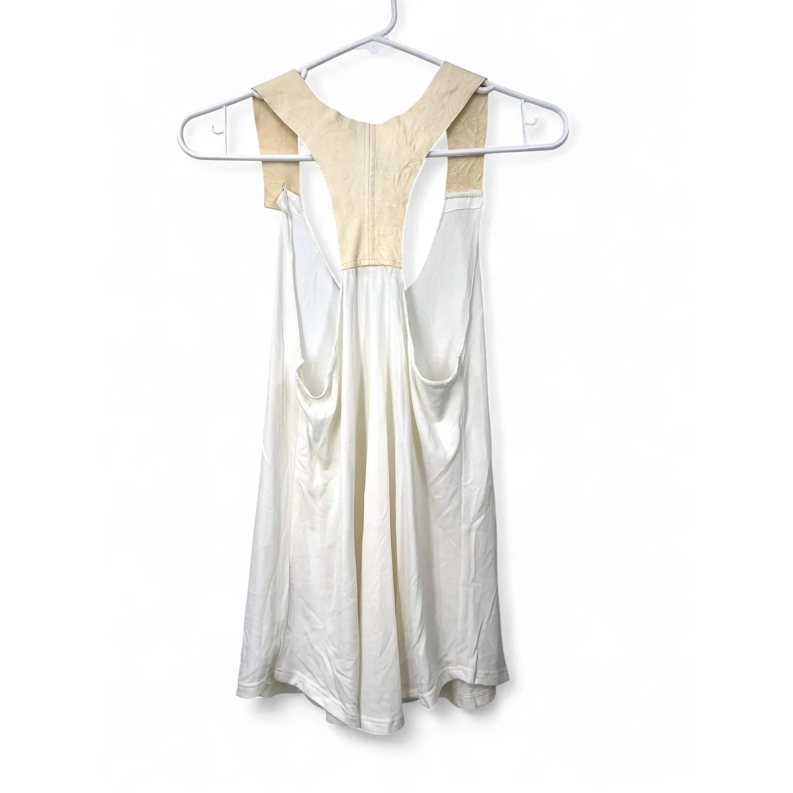 ARTISAN BOUTIQUE S Tank Top Leather Accent White Sleeveless Blouse Women - Image 7