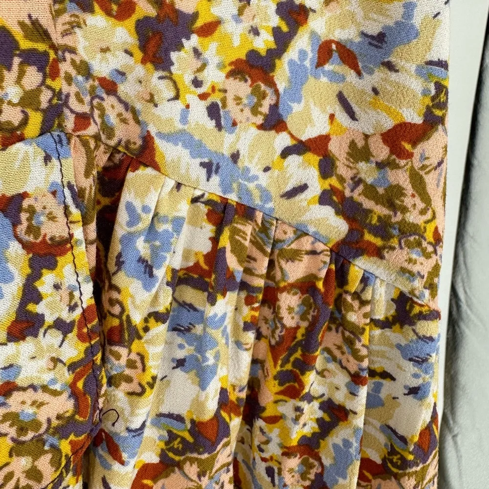 Free People Nadia Yellow Floral Print Ruffled Wrap Mini Skirt size 0 - Image 6