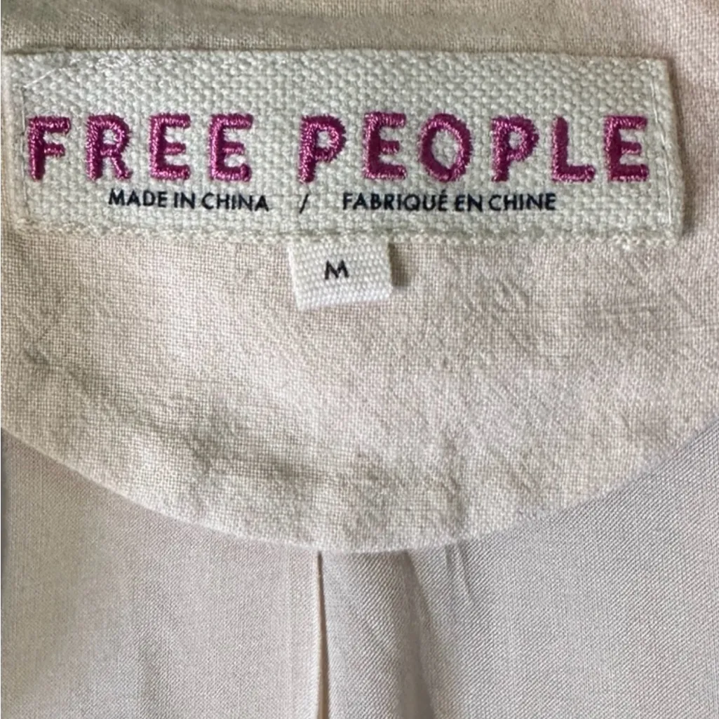 Free People Olivia Blazer in Pebble Linen Blend Double‎ Breasted Jacket M - Image 10