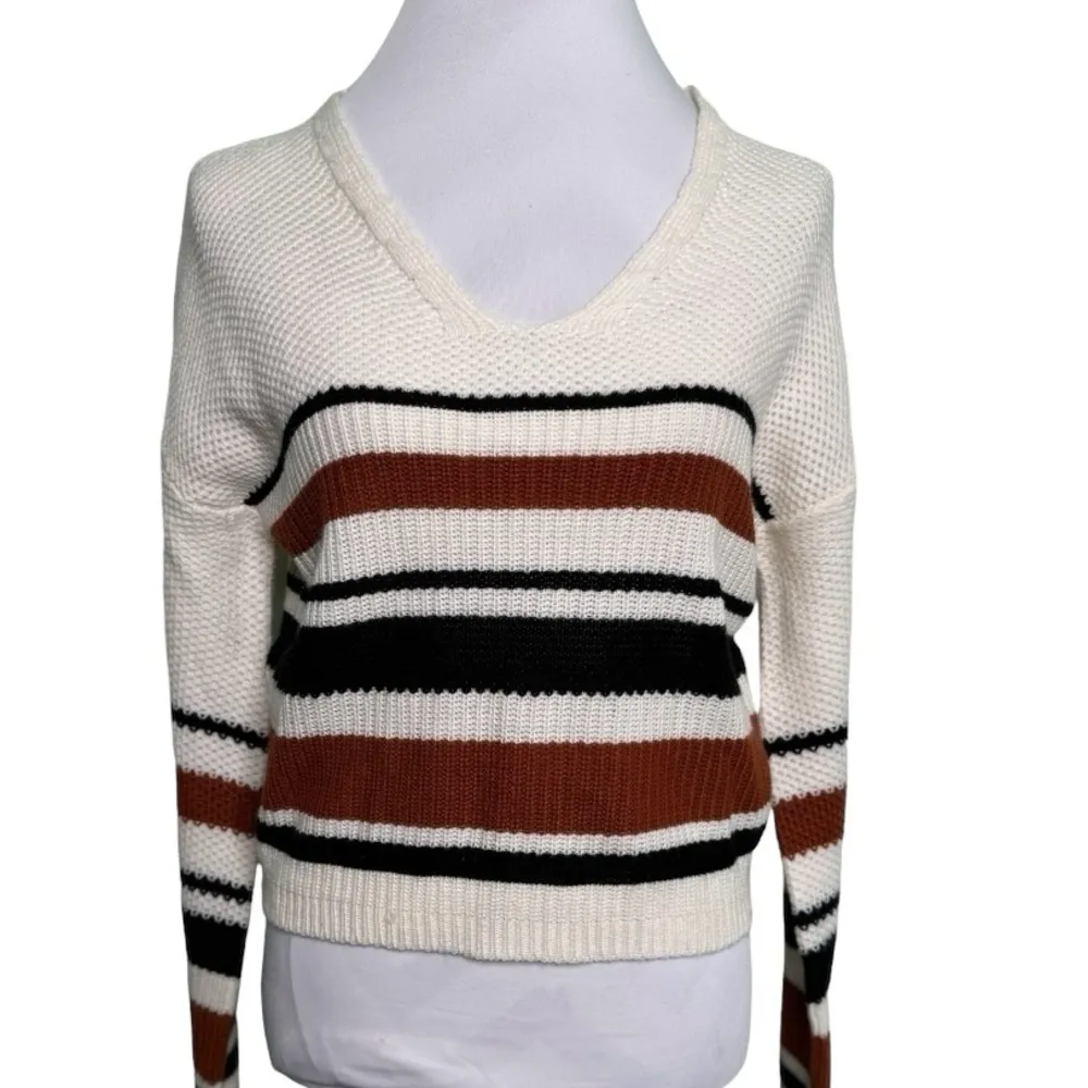 Windsor Sassy Striped Lattice Back Knit Sweater Size Medium - Image 3