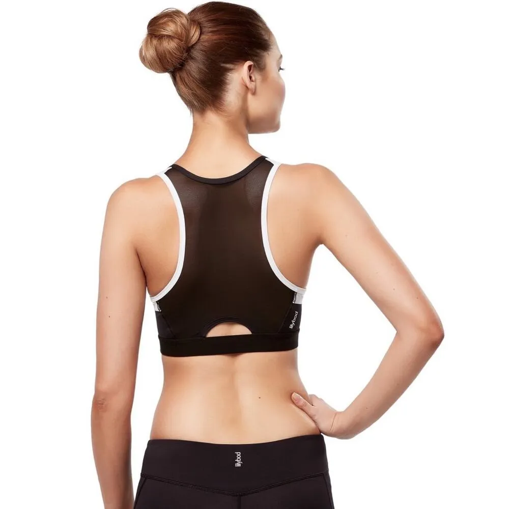 NEW Lilybod XS Petta Color Block High Neck Racerback Sports Bra Black White - Image 6