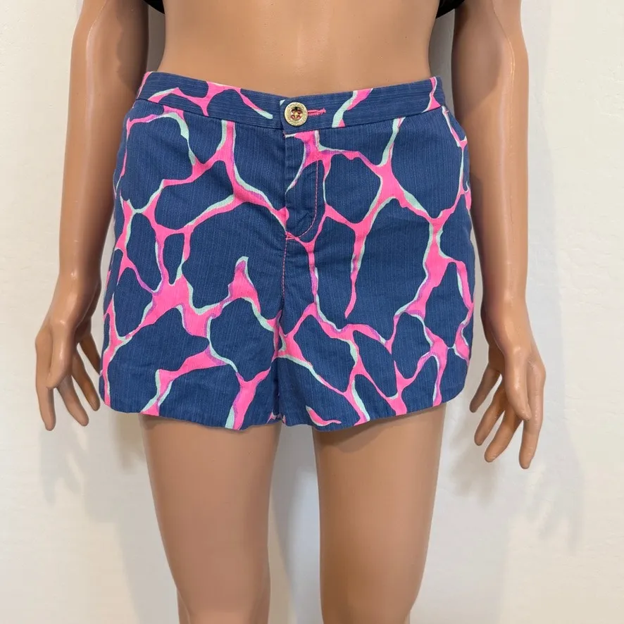 Lilly Pulitzer 6 Andie Tiki pink broken shaker giraffe chino short SH2 2731 - Image 6