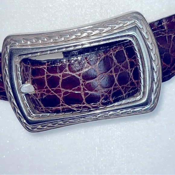 Reversible belt with silver plating one side brown & one side black - Image 3