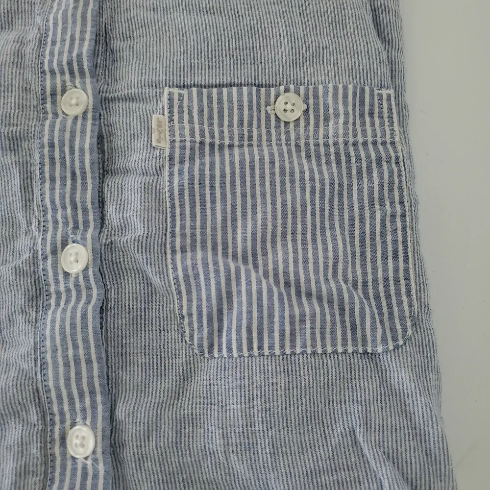 Levi's Shirt Half Button Down Blue Striped Long Sleeve Medium - Image 8