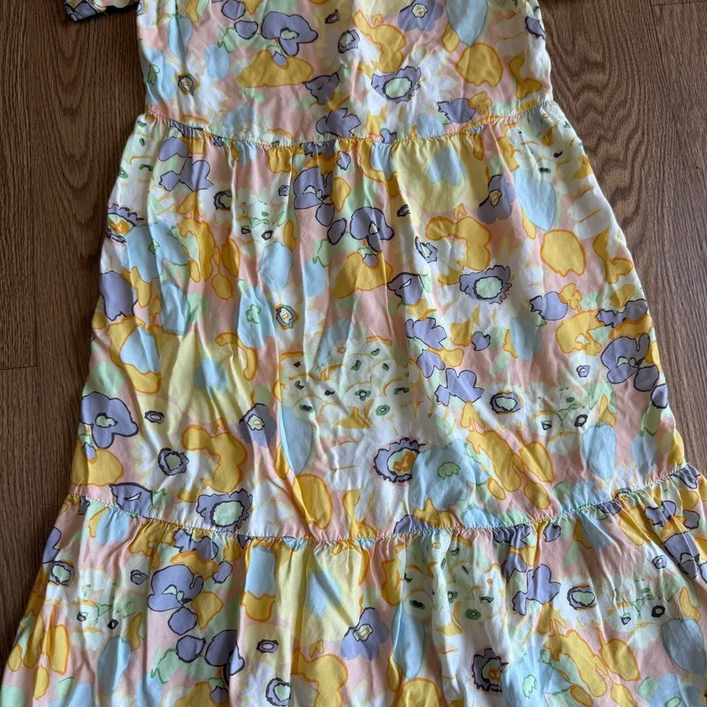 LOFT Floral Dress with Yellow and Green Accents Women's Size 8 P - Image 4