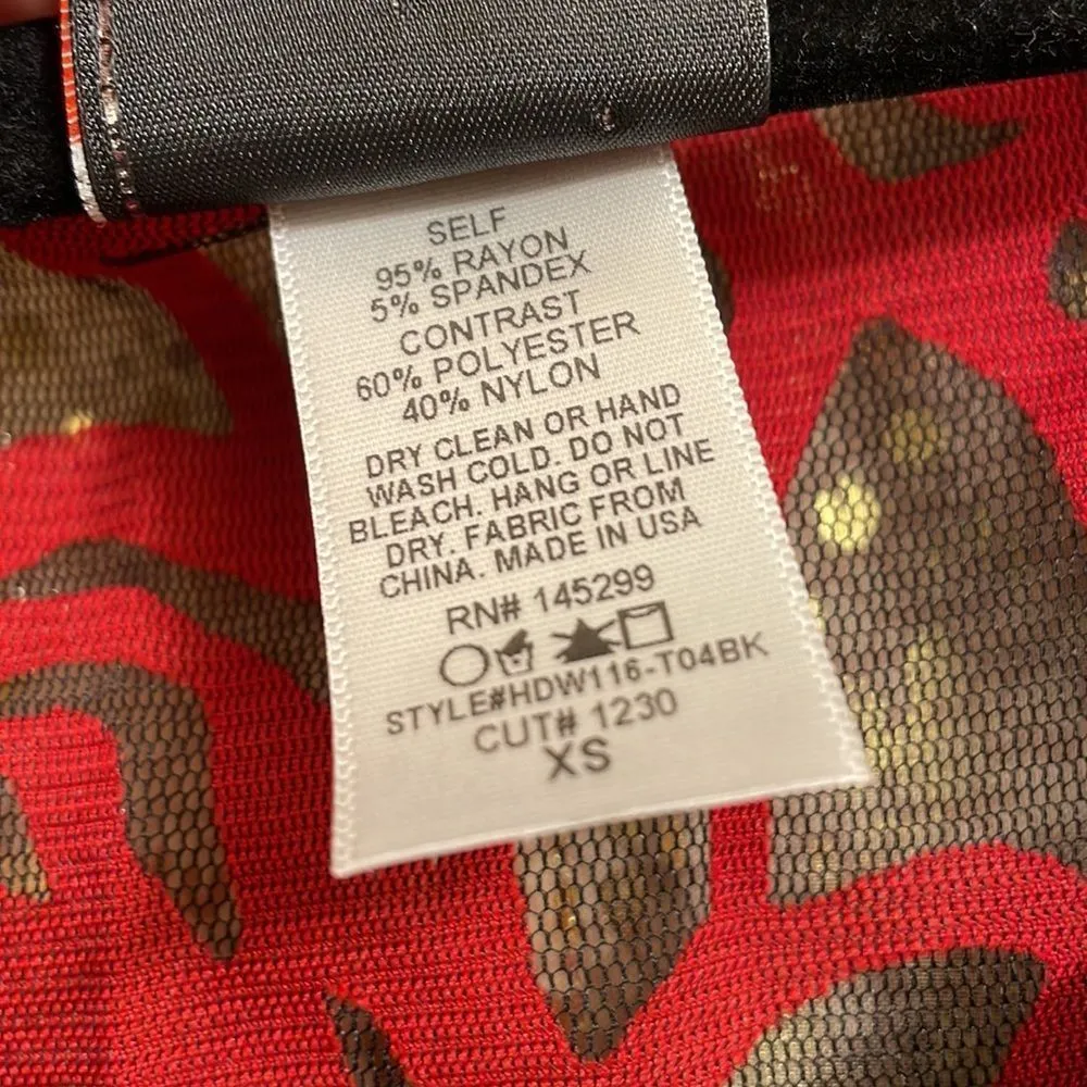 Harley Davidson black/red rose mesh rhinestone 3/4 sleeve t-shirt, XS, EUC - Image 6