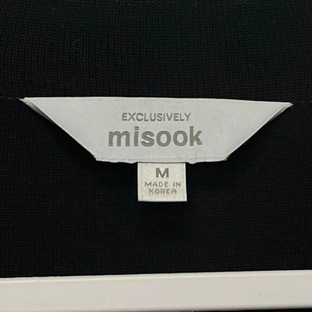 Misook Women's Color block V-Neck Zip Up front top Medium Slinky Red White Black - Image 6