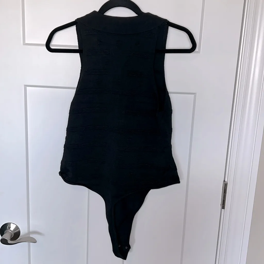 NWT 525 America Tonal Jacquard Polo Bodysuit - Black - Image 6