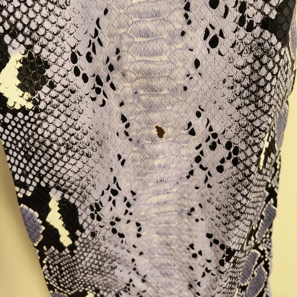 Oh Polly Purple Snakeskin Faux Leather Highwaist Wide Leg Pant Size 8 - Image 8