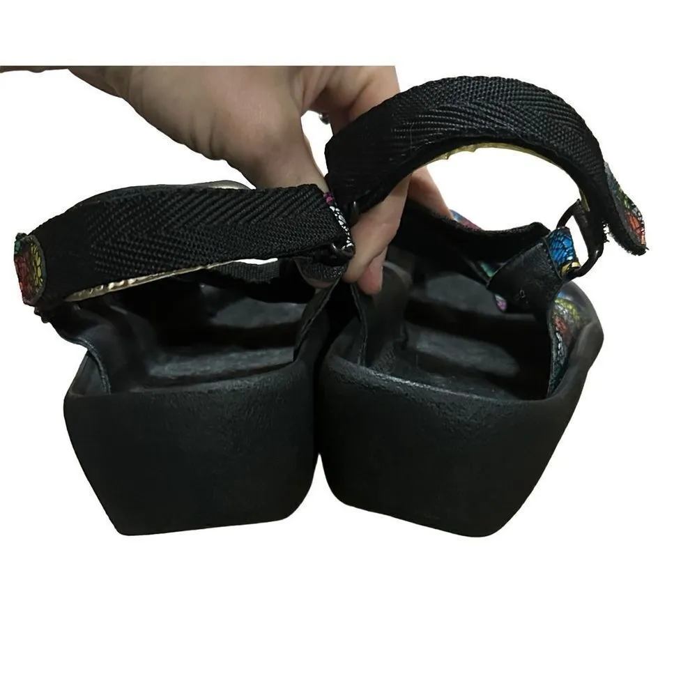 Wolky 3204 Jewel Wedge European Walking Sandal Picasso Multi Women's size 43 Black - Image 8