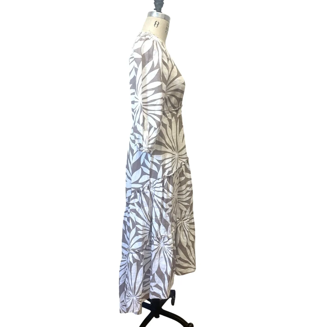 Trina Turk Out of Office Linen Palm Front Print Midi Dress Size Small - Image 2