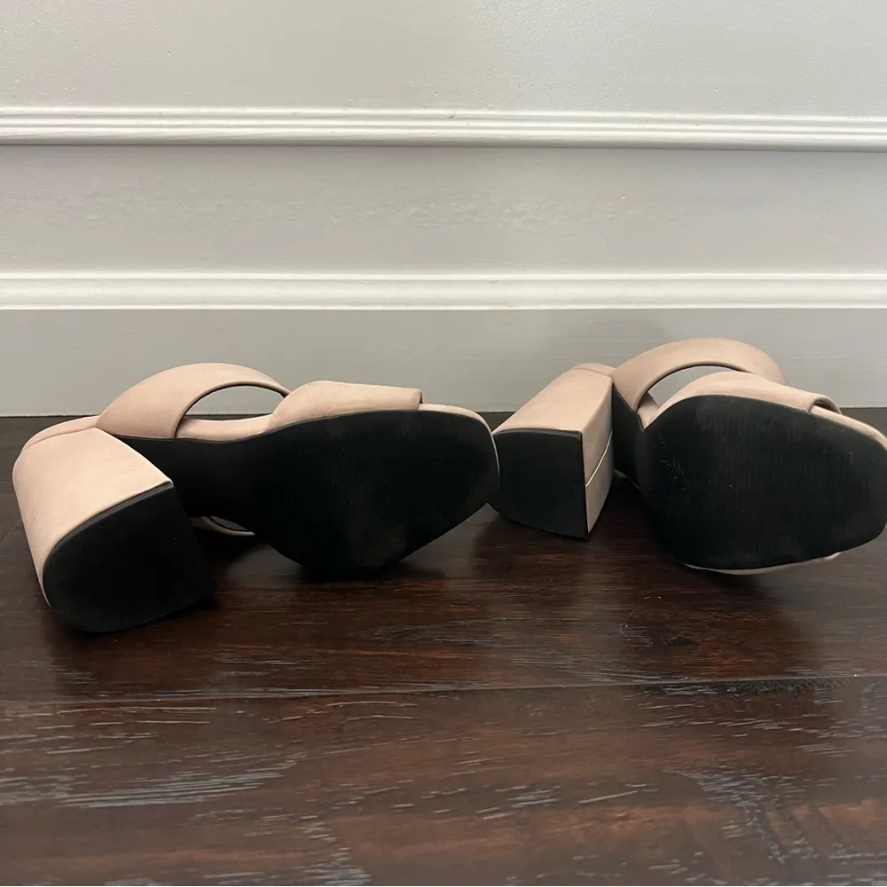 Square Peep Toe Double Band Chunky Heel Mules size 5.5 - Image 3