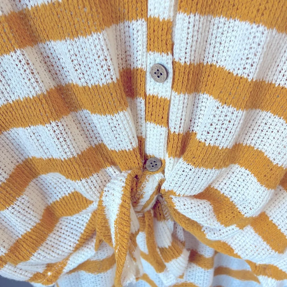 Sweater Marigold Stripe Cardigan Tie Knot Lightweight Womens Oversize Small - Image 3