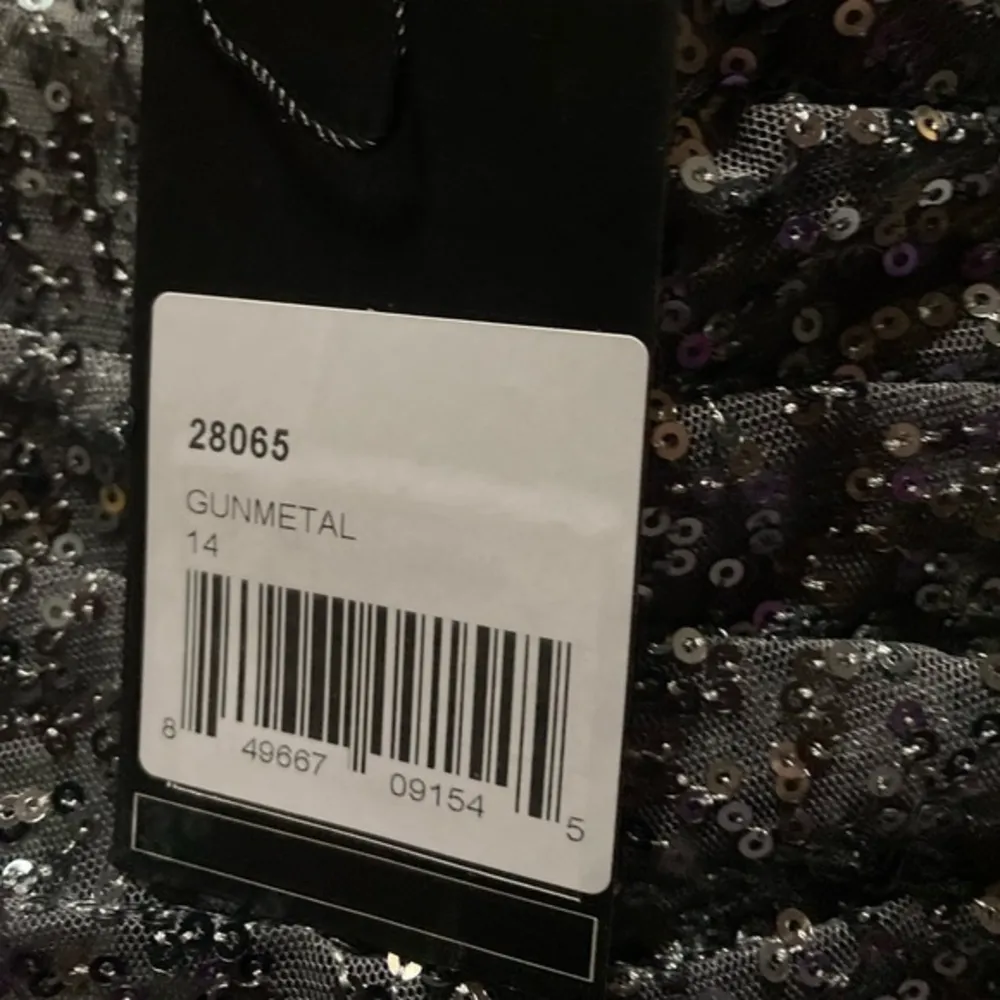 La Femme 28065 Sequined Shirred Trumpet Formal Dress Gunmetal 14 Mother of Bride - Image 6