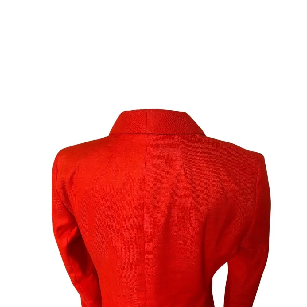 J.Crew Parke Linen Blazer Bright Orange sz 6 Preppy Academia Structured Classic - Image 7