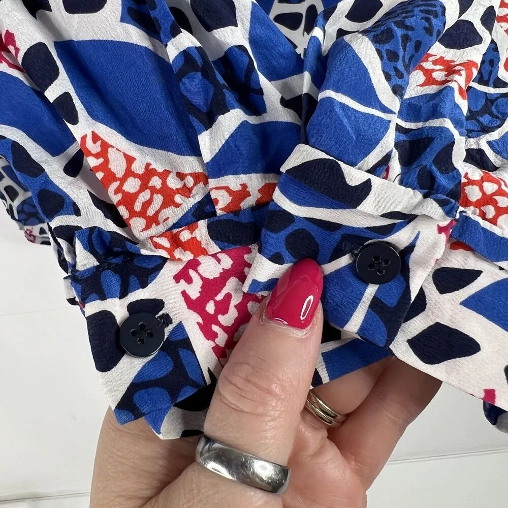 DVF Diane Von Furstenburg Sz 4 Lorelei Two Silk Blouse Button Front Career Work - Image 7