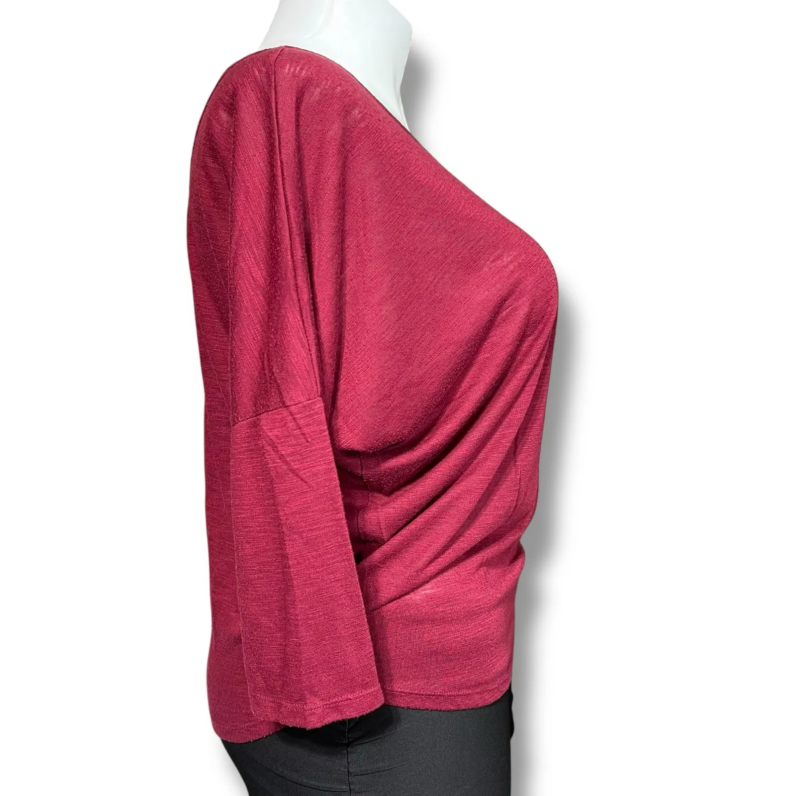 Maurices Womens Sweater Shirt Top V Neck Strappy Back Burgundy Red Large - Image 3