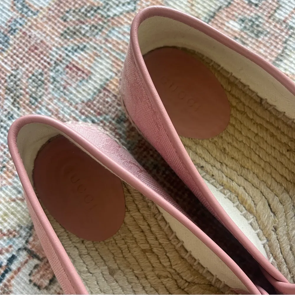 Gucci Pink GG Logo Canvas Espadrilles - Image 7