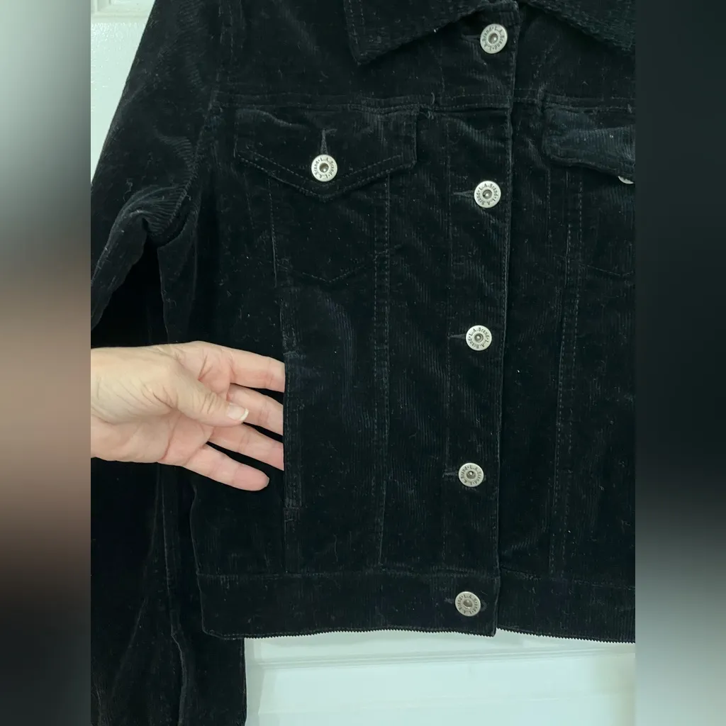Black Corduroy Denim Jacket Sz L Size L - Image 3