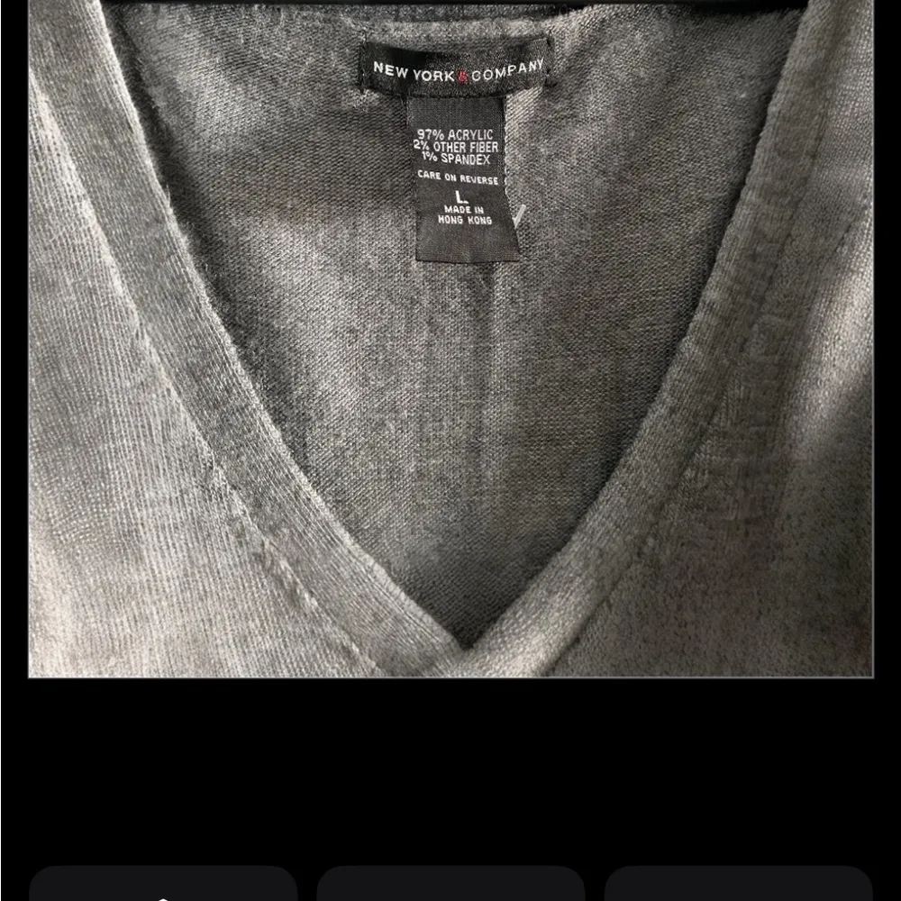 New York & Company Gray V-Neck Sweater - Image 2