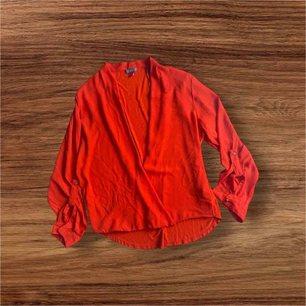 Vince Camuto Red Wrap Blouse with Long Sleeves  size L summer spring - Image 3