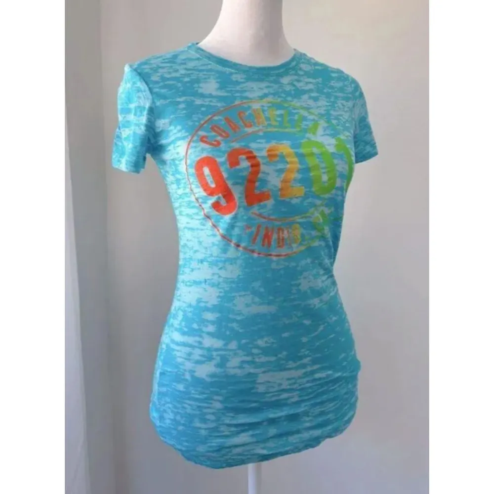 Coachella 92201 tshirt Tee Size Small turquoise blue baby festival bright - Image 3