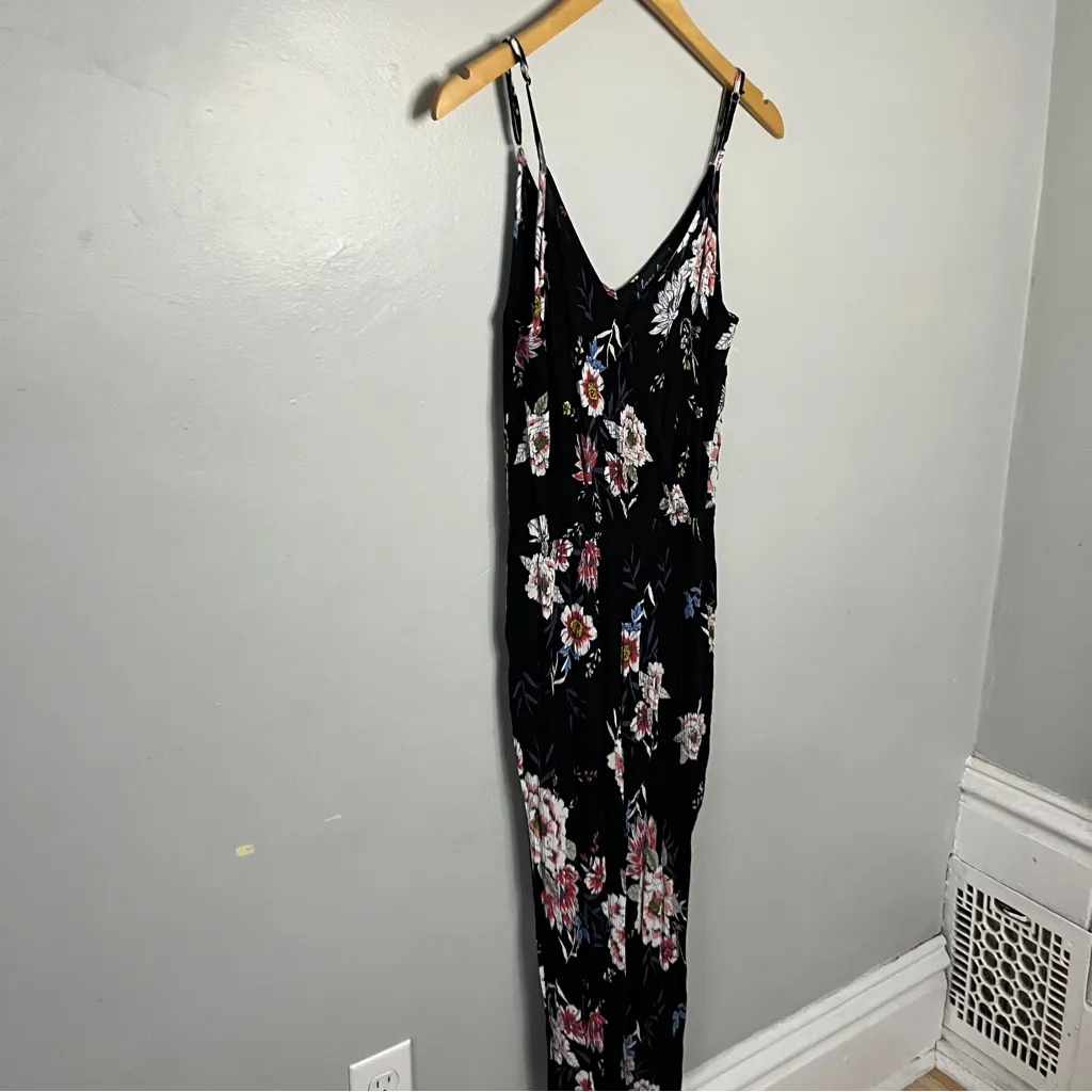 Anthropologie Floral Black Jumpsuit Small - Image 4
