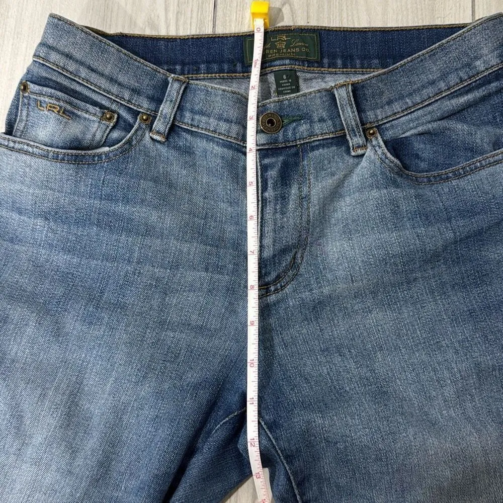Lauren Ralph lauren cotton jeans size 6   Unique green trim design - Image 4