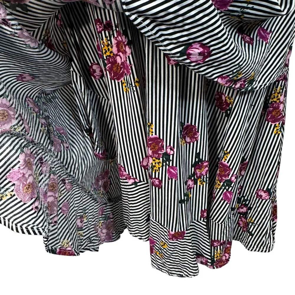 Torrid SZ 2 (2X-Large) Midi Dress Floral Striped V-Neck Belted Flutter Sleeves - Image 7
