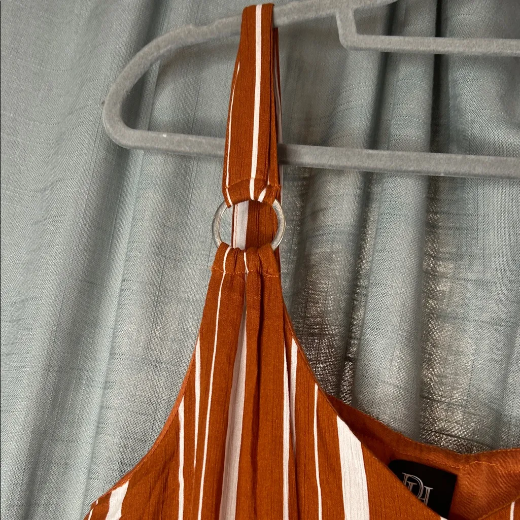 Derek Heart Rust and White Striped Jumpsuit - Image 6