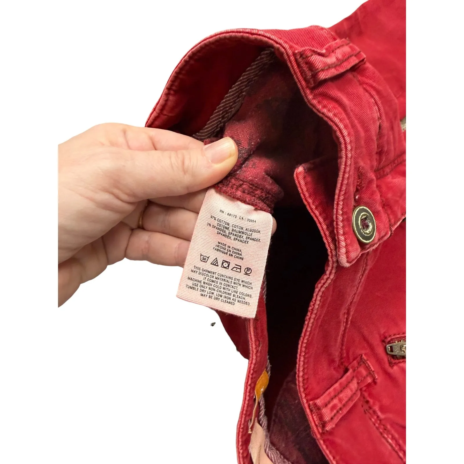 Anthropologie Pilcro And The Letterpress Diamond Stitch Red Moto Jeans Women's 2 - Image 7