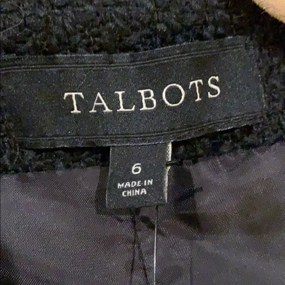 𝅺nwt Talbots tweed boucle faux leather blazer sz 6 - Image 6