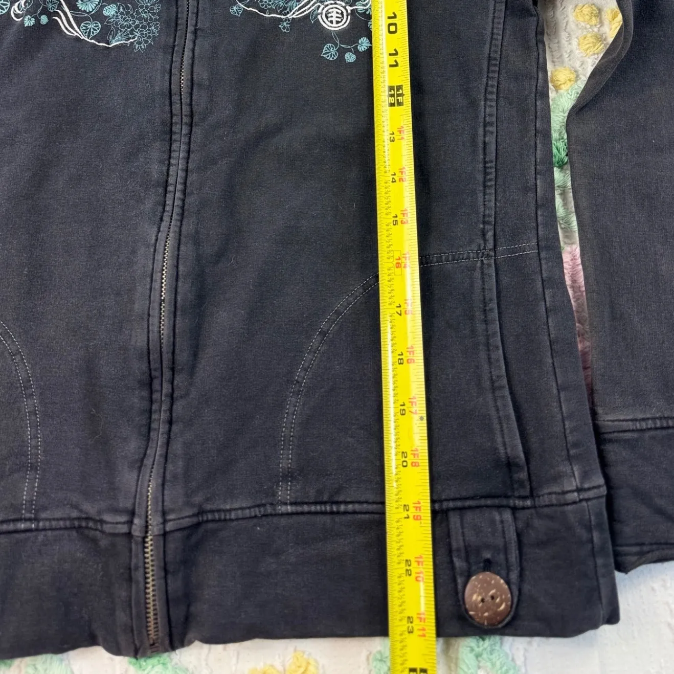 Element Black Full Zip Jacket‎ Floral Embellished XLarge Womens Size XL - Image 6