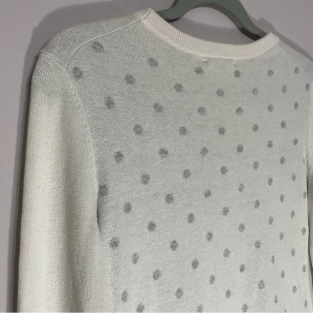 Tommy Hilfiger small white and grey polka dot crewneck cotton sweater - Image 8