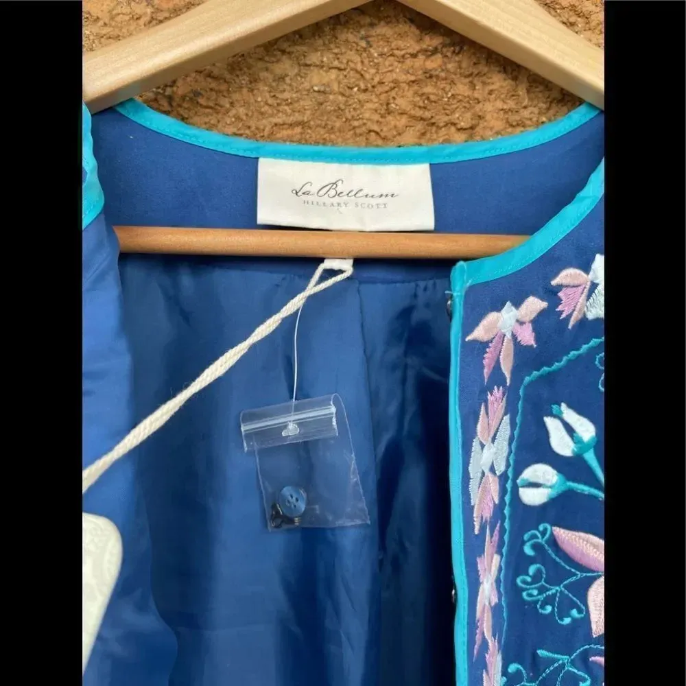 LaBellumHillary ScottLong Sleeve EmbroideredJacket Blue Size M - Image 11