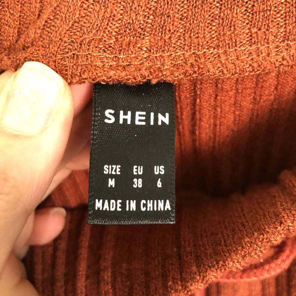 Rust Orange Ribbed Cropped Sweatshirt and Jogger Set Size M Size M - Image 4