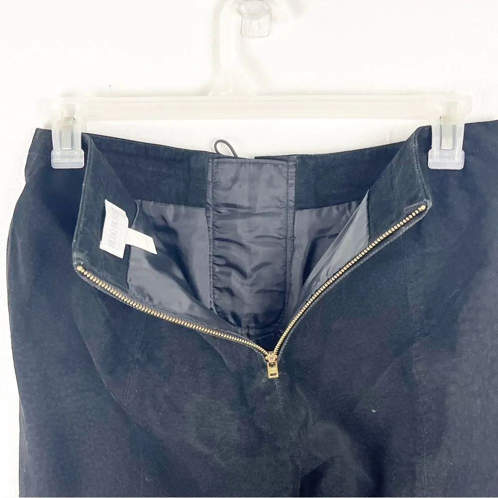 HUGO BUSCATI Collection Classic Black 100% Leather Front Lace Bootcut Pants 12P - Image 7