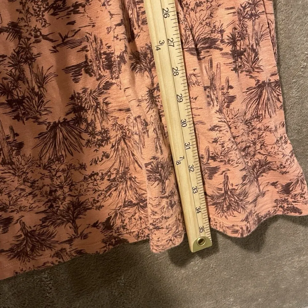 Old Navy Dress Womens M Slub Knit Orange Brown Desert Cactus Cinch Waist Knee - Image 5