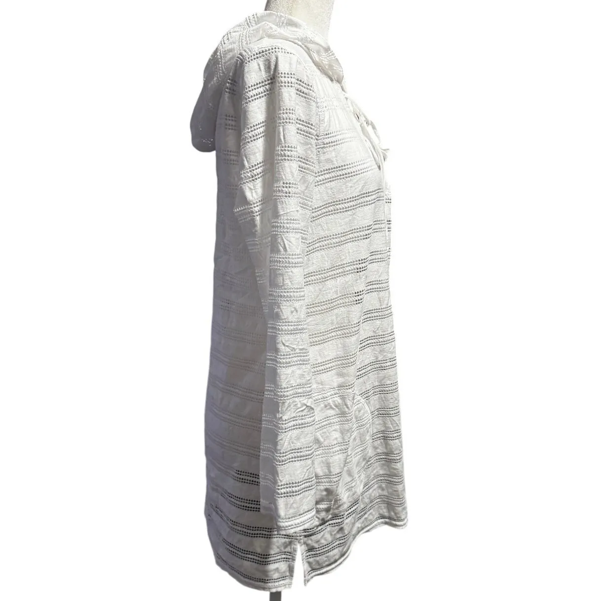 prAna White Hooded Lace-Up Swim Cover-Up Tunic Hoodie Size M - Image 3