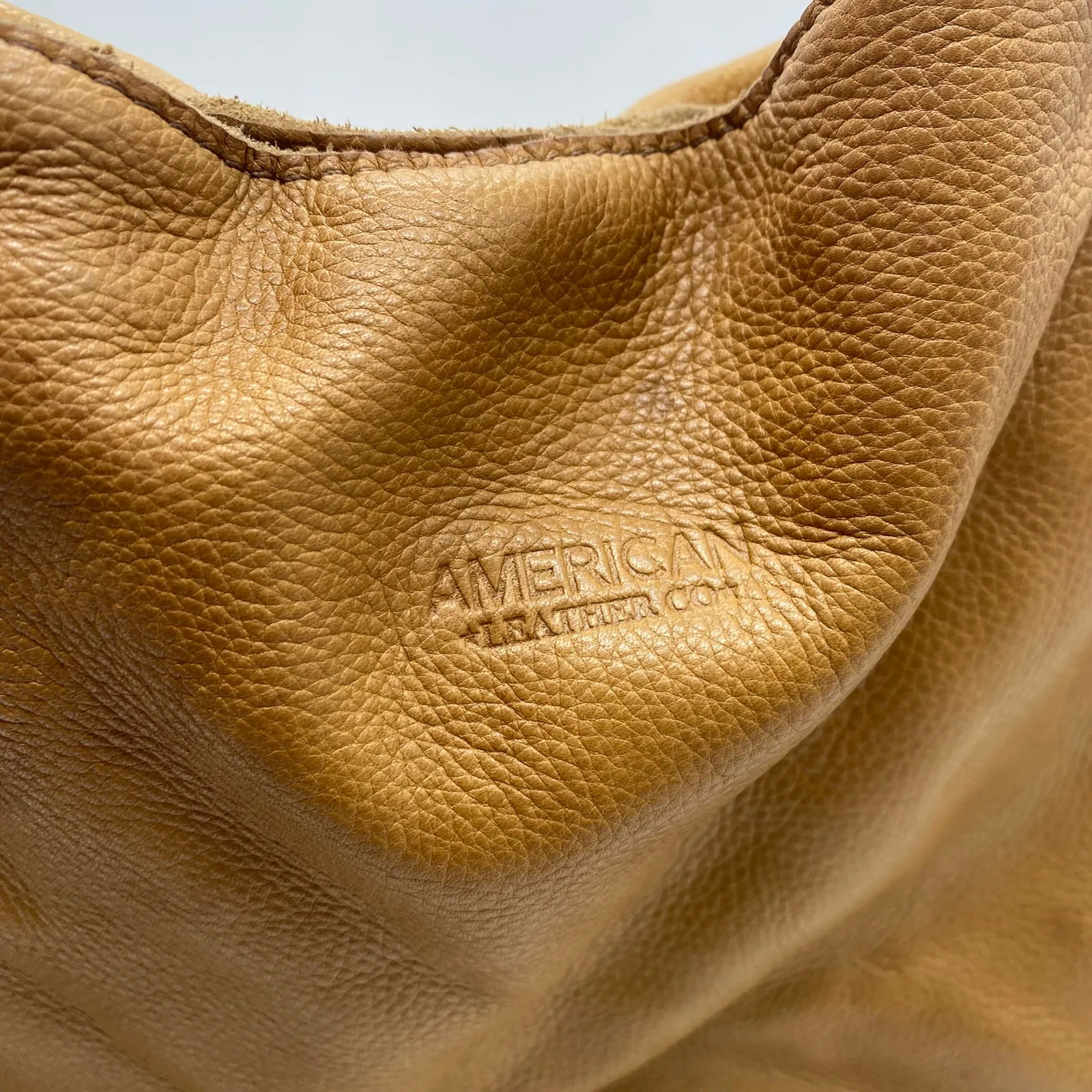 American Leather Co Caramel Brown Leather Handbag Hobo Bag Shoulder Bag Satchel - Image 2