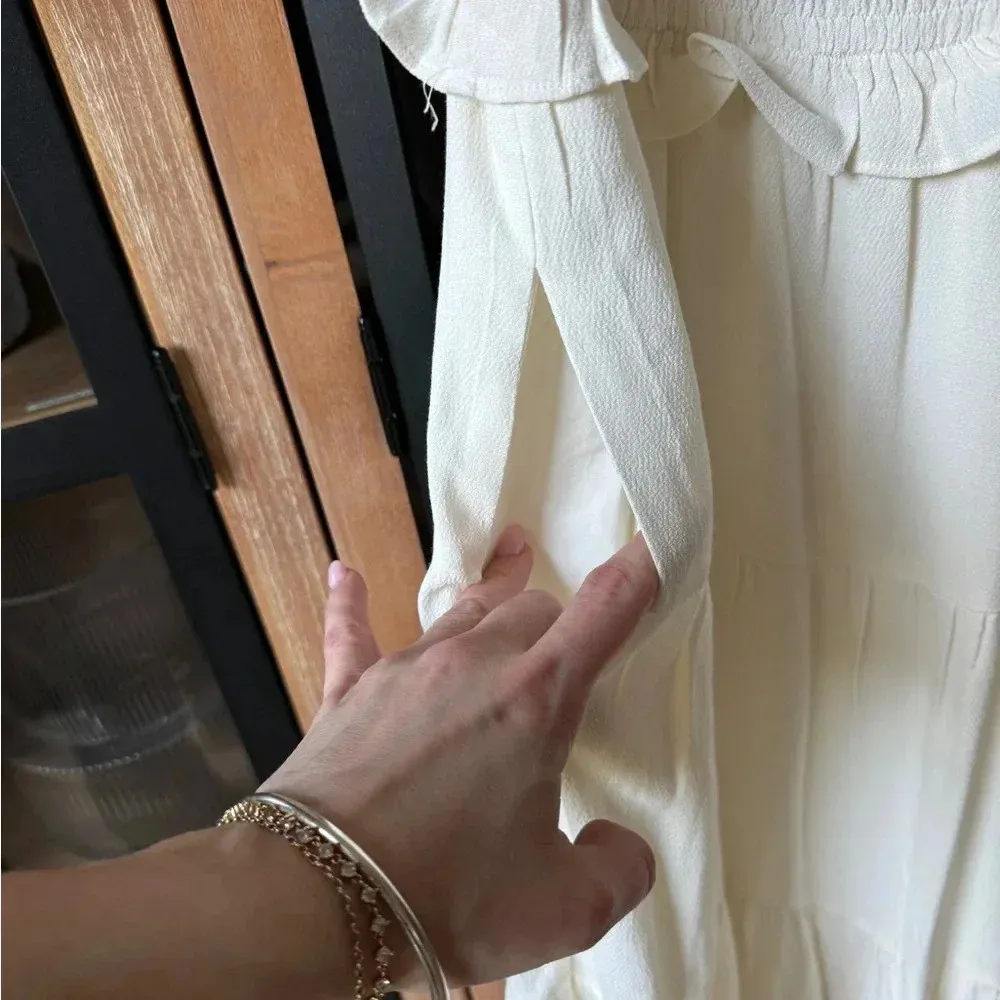 ASTR Promenade Smocked Bodice Midi Dress ruffles tiered bridal maxi bows pockets - Image 5