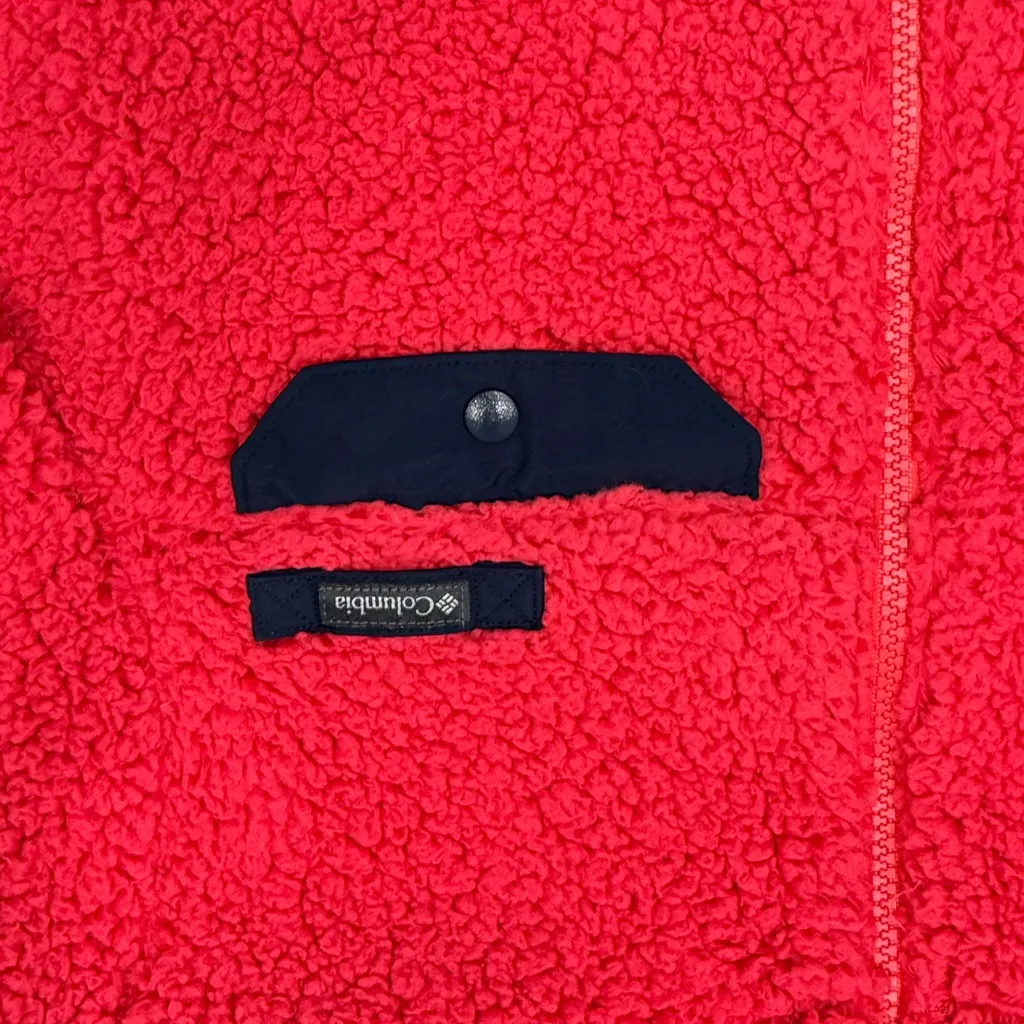 Columbia Outdoor Red and Navy Full Zip Up Sherpa Jacket With Pockets Size Small - Image 2
