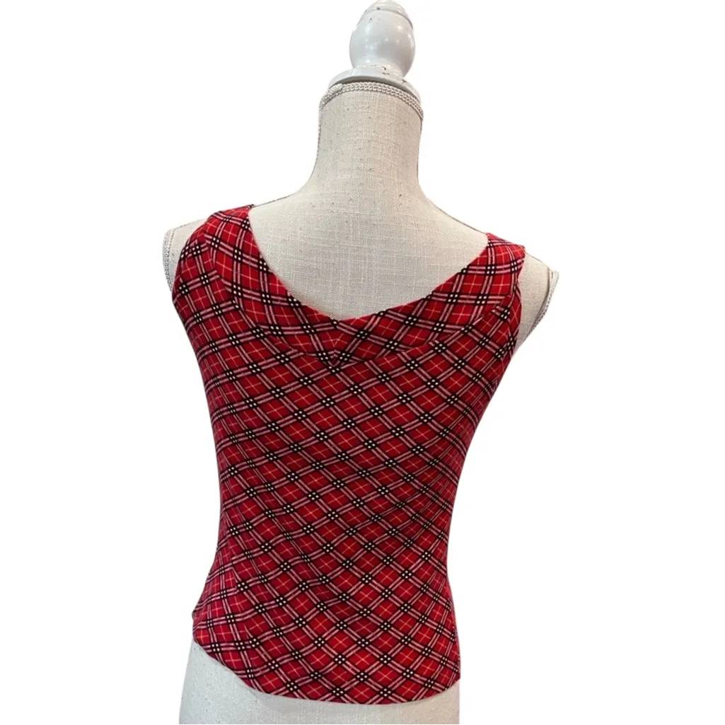 BURBERRY Plaid Tank Top M 17” + p2p Red Multi EUC - Image 5