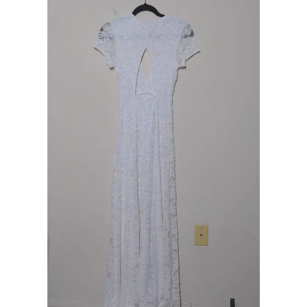 Show Me Your Mumu Elenor Maxi Dress White Floral  Short Sleeve V-Neck USA S - Image 5
